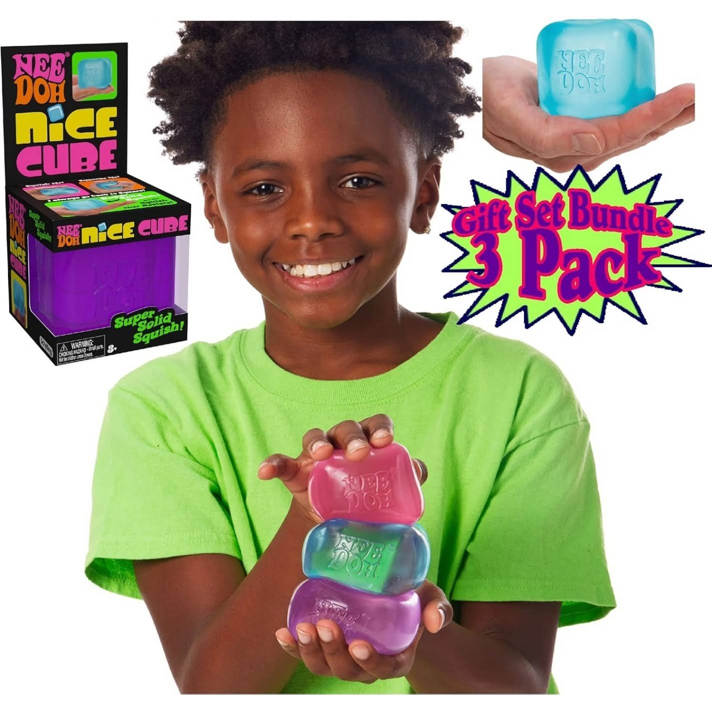 Nice Cube Translucent NeeDoh ¨C 3 Pack (Purple/Pink/Blue)